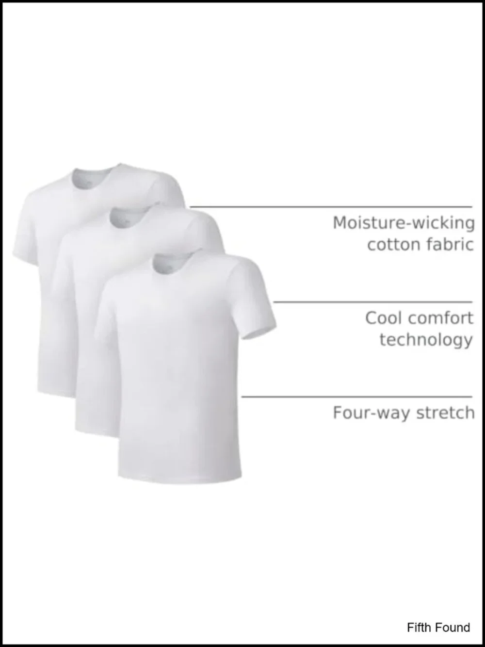 Men's Cotton Undershirts 3-Pack Moisture-Wicking Crew Neck Tee
